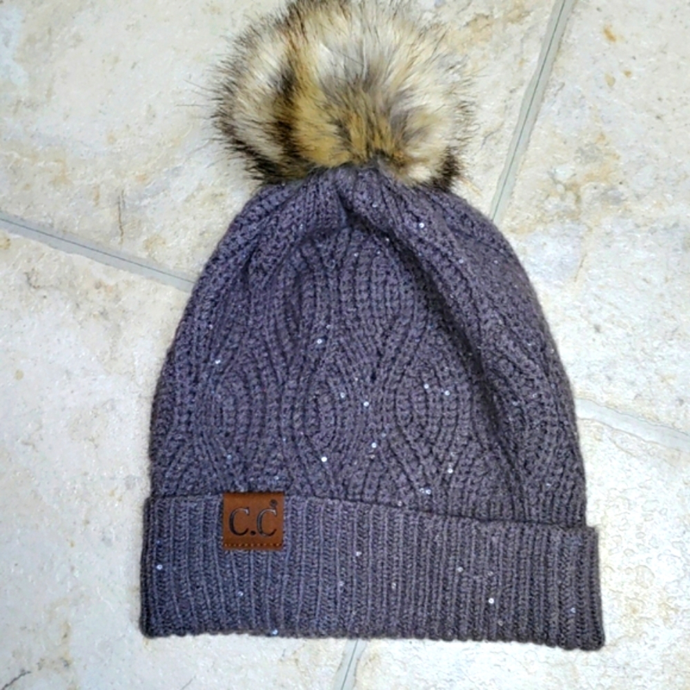 C.C. women's brown knit beanie